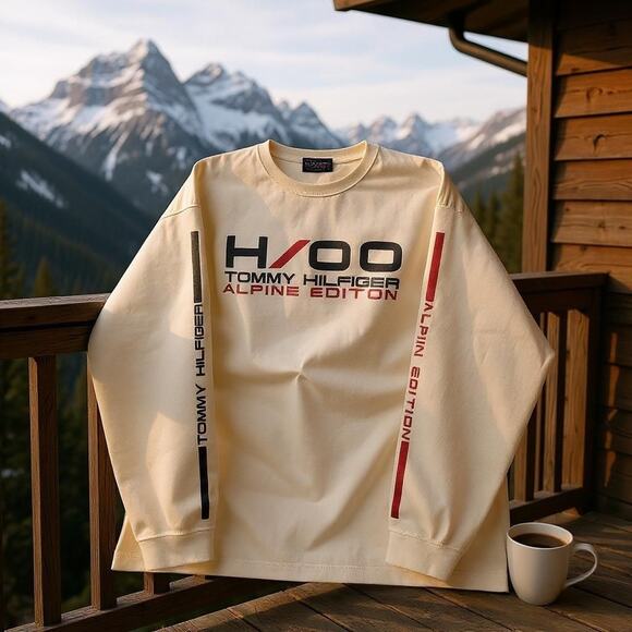 Tommy Hilfiger Alpine Vintage 90s Gear T Shirt Adult XXL White Long Sleeve Mens - Picture 1 of 11